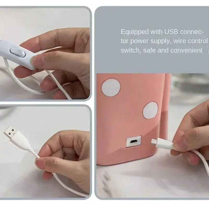 Pink polka-dotted portable usb power bank with white accents and sleek design for decorbites bubble girl resin night light use