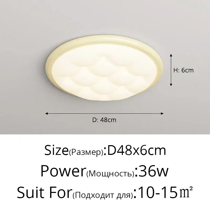 Cream-colored oval decorbites bubble led ceiling light with textured dimpled surface and smooth outer rim for living room