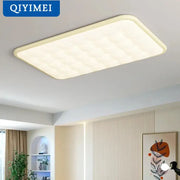 Cream-colored decorbites bubble led rectangular quilted ceiling light with soft diffused illumination for living room