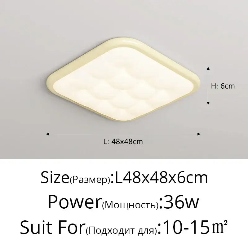 Cream-colored diamond shaped decorbites bubble led ceiling light with soft textured surface and rounded edges for living room