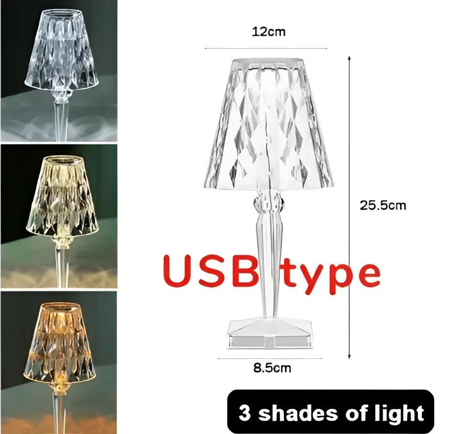 Clear crystal-effect decorbites butterfly gold acrylic desk lamp with faceted shade and slender stem for living room use
