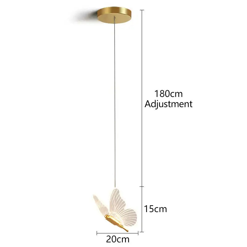 Gold-toned decorbites butterfly led pendant light with translucent white wings and metallic body for living room and bedroom
