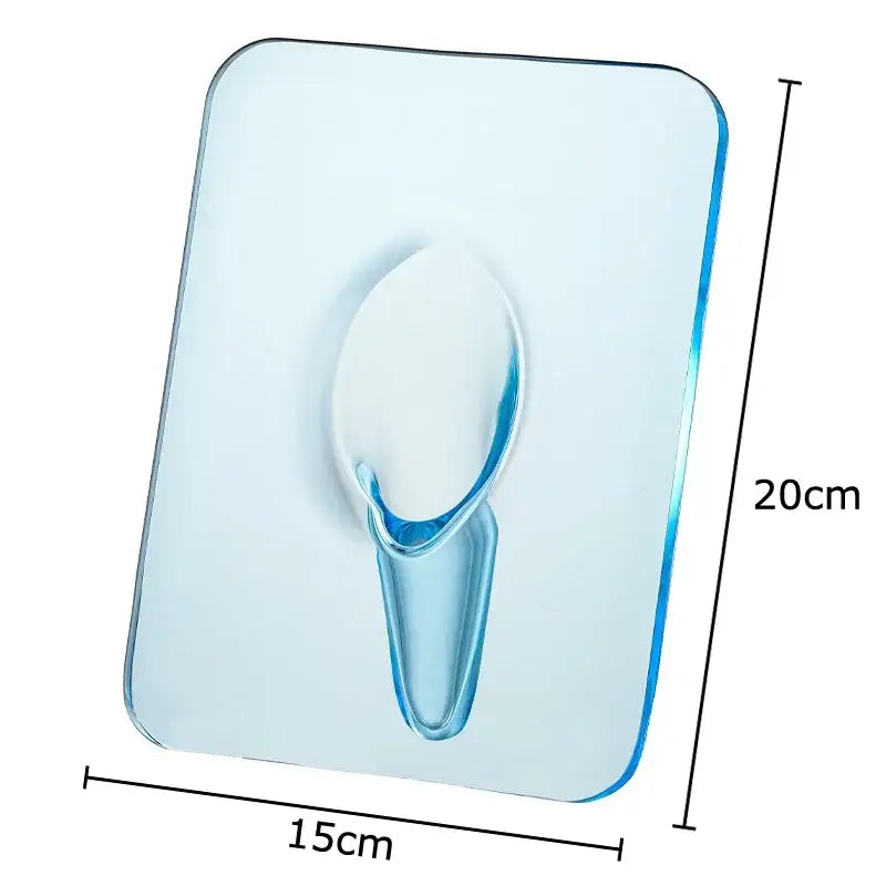 Transparent blue adhesive wall hook with sleek oval hanging loop for decorbites butterfly vase in aesthetic room decor