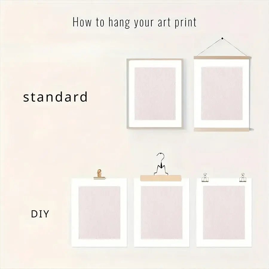 White framed decorbites™ canvas wall art set with minimalist botanical prints displayed in various hanging styles
