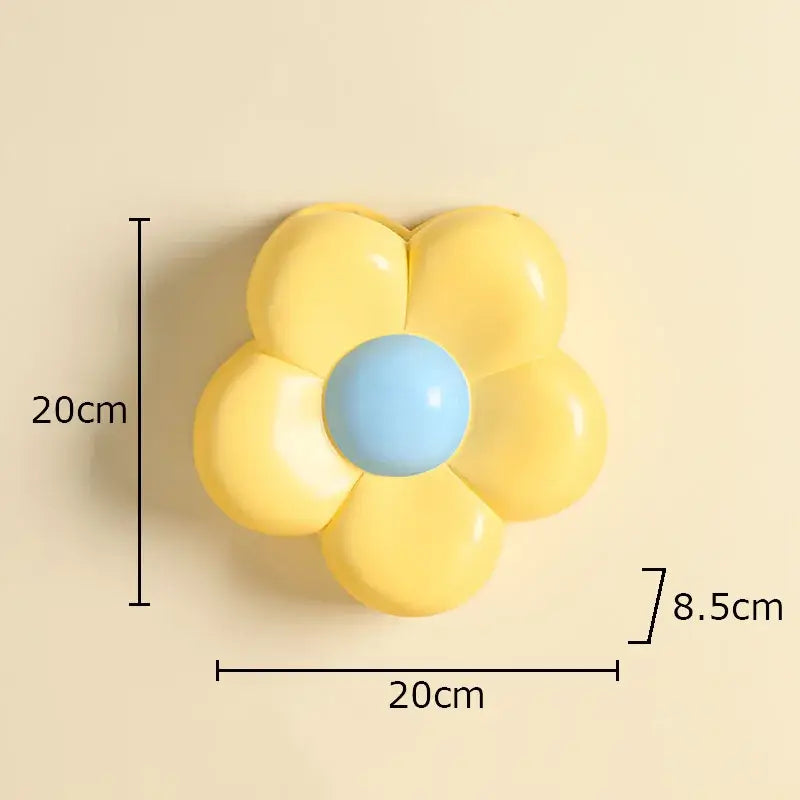 Yellow flower-shaped wall hook with light blue center from decorbites cartoon flower vase pink and yellow wall decor
