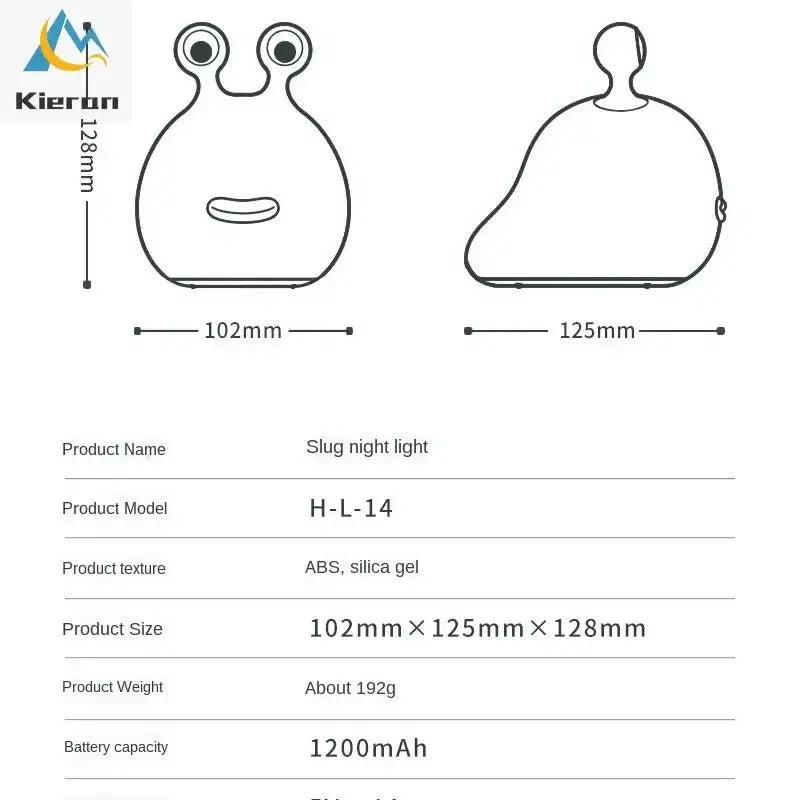 Decorbites cartoon slug night light white silicone bedroom lamp with a rounded body made of abs and silica gel