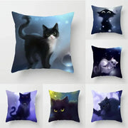 Decorbites cat printed black and white living room cushion with soft plush fabric and cat printed pillowcase design