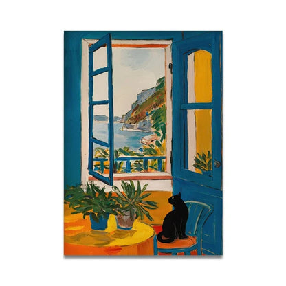 Cat Reading on Toilet Wall Art - SW9918 / (A4)21X30cm Unframed - Posters