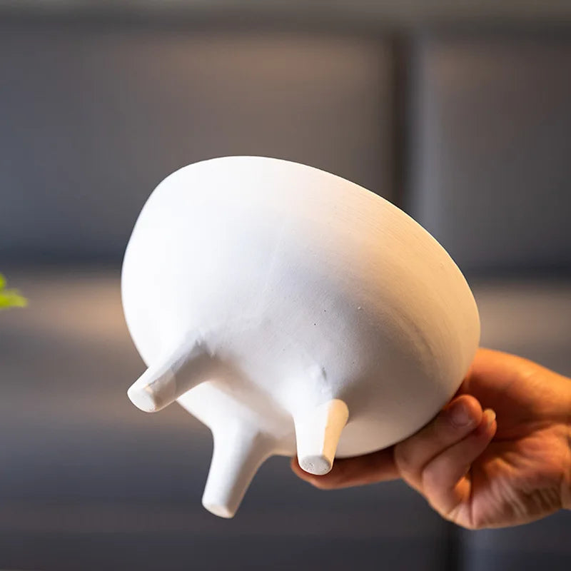 Ceramic Flower Pot with Tripod Stand - Vase