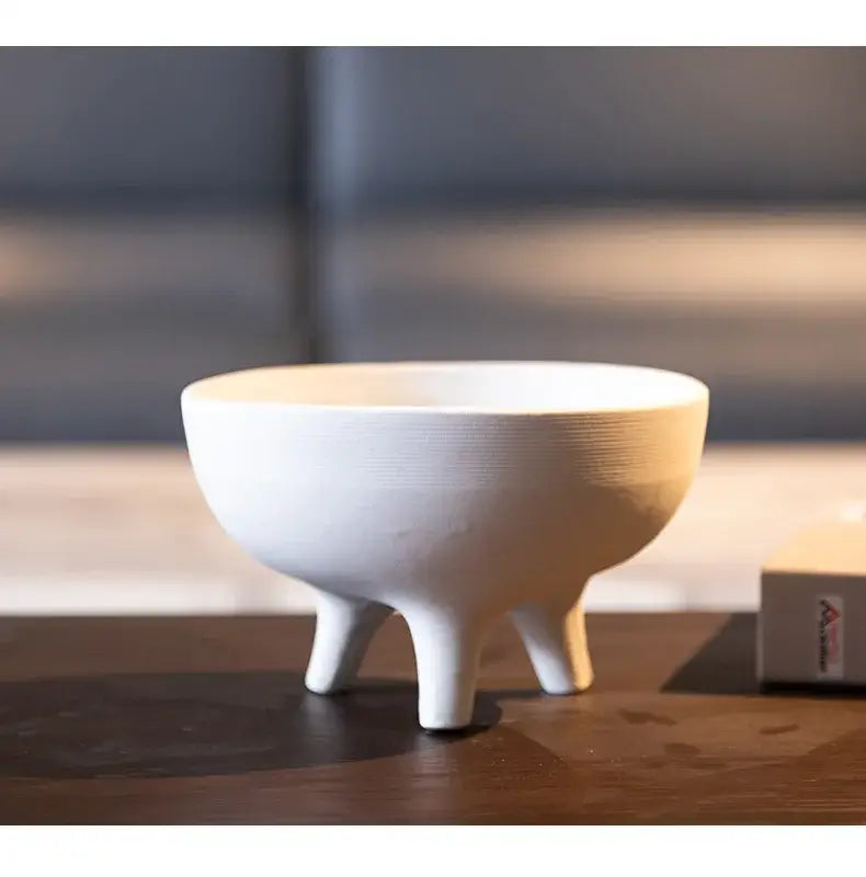 Decorbites™ ceramic flower pot with tripod stand featuring white ceramic tri-legged bowl with smooth rounded design