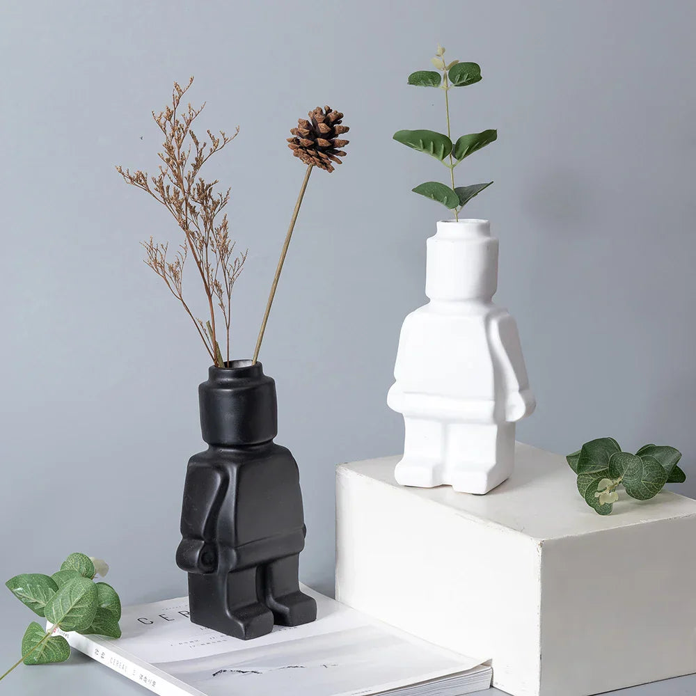 Ceramic Robot Vase - Nordic Style Home Decor - Vase