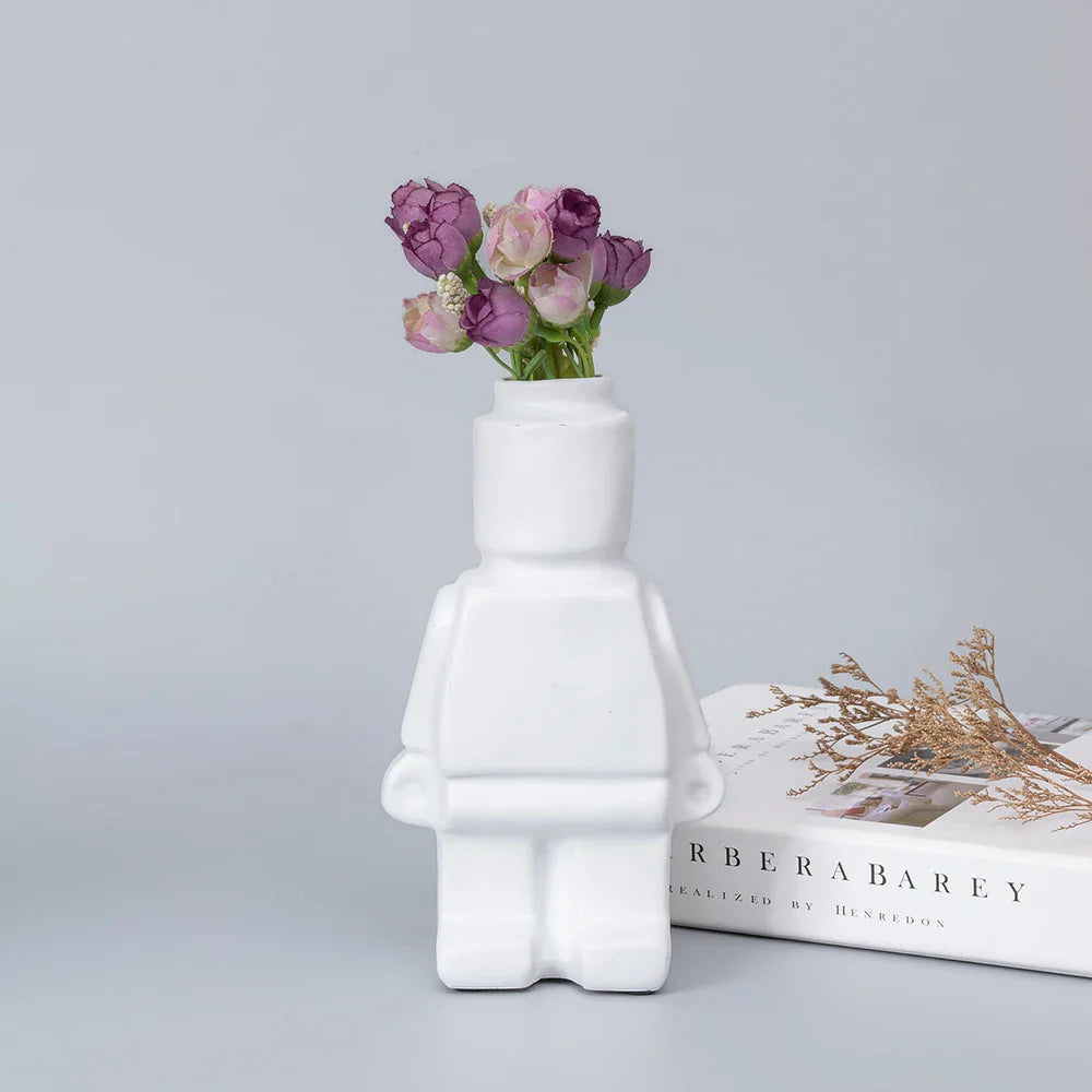 Ceramic Robot Vase - Nordic Style Home Decor - Vase