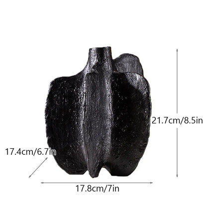 Ceramic Sea Vase with Nordic Modern Decor - D black - Vase