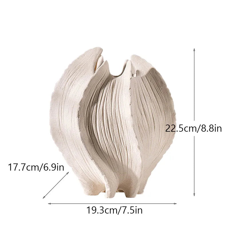 Ceramic Sea Vase with Nordic Modern Decor - C white - Vase