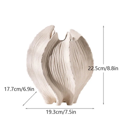 Ceramic Sea Vase with Nordic Modern Decor - C white - Vase