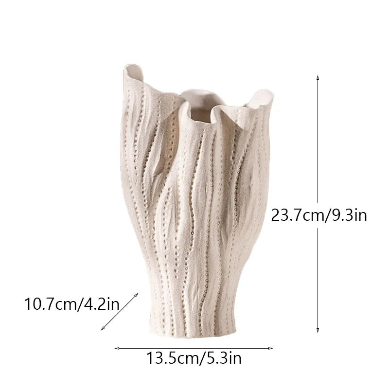 Ceramic Sea Vase with Nordic Modern Decor - A white - Vase