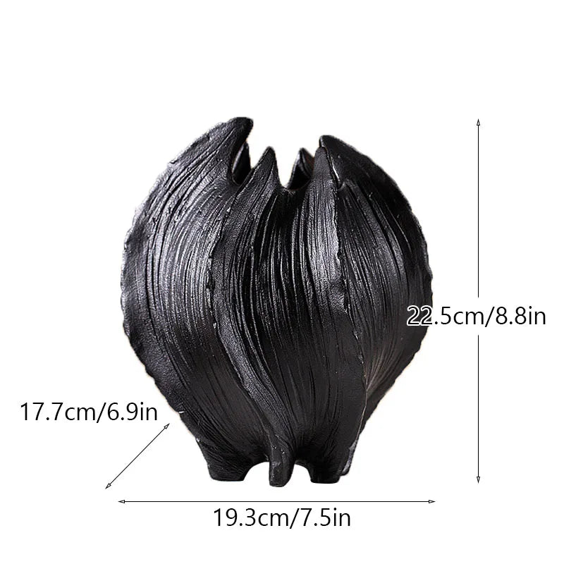 Ceramic Sea Vase with Nordic Modern Decor - C black - Vase