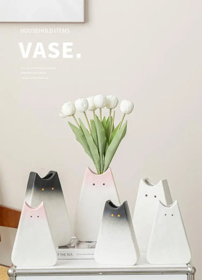 Charming Cat-Inspired Ceramic Vase - Vase