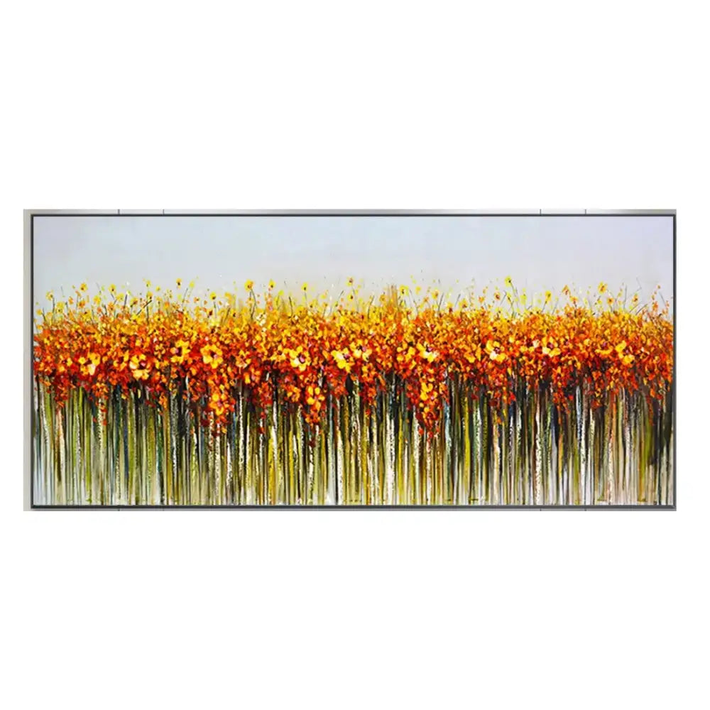 Decorbites cherry blossom canvas art with vibrant orange and yellow flowers for modern living room decor