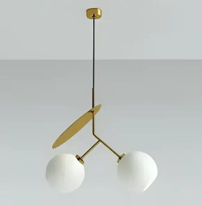Gold-toned decorbites cherry glass pendant light with two white glass shades and disc accent for home decor lighting