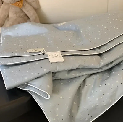 Decorbites cherry lyocell fiber cooling blanket in gray star pattern with white stitching and soft plush texture for children adults