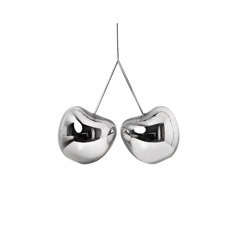 Shiny silver metallic decorbites cherry pendant lamp with polished finish and dual stems for modern ceiling decor