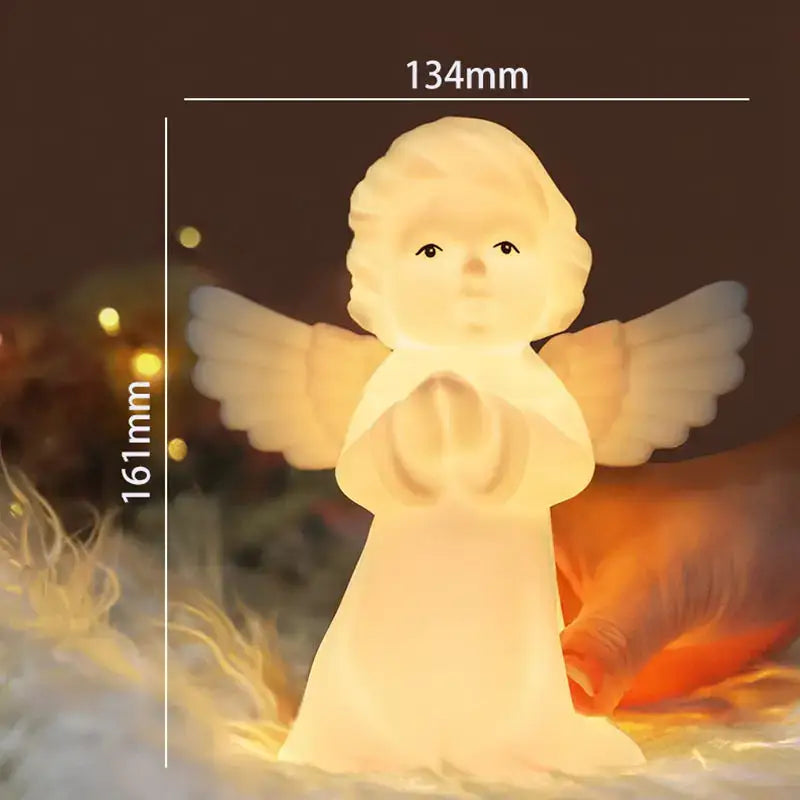 DecorBites™ cherub rgb night light USB rechargeable translucent white angel figurine bedside lamp for children