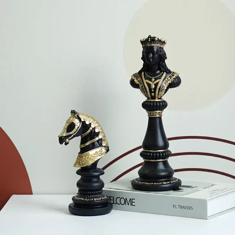Black and gold ornate chess figurines from decorbites chess figurines 30cm international chess set for home decor