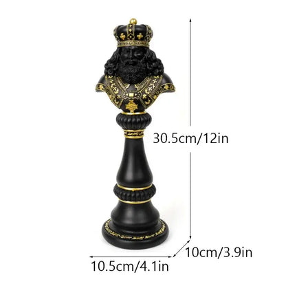 Black and gold ornate chess king figurine with detailed crown and beard from decorbites chess figurines 30cm set