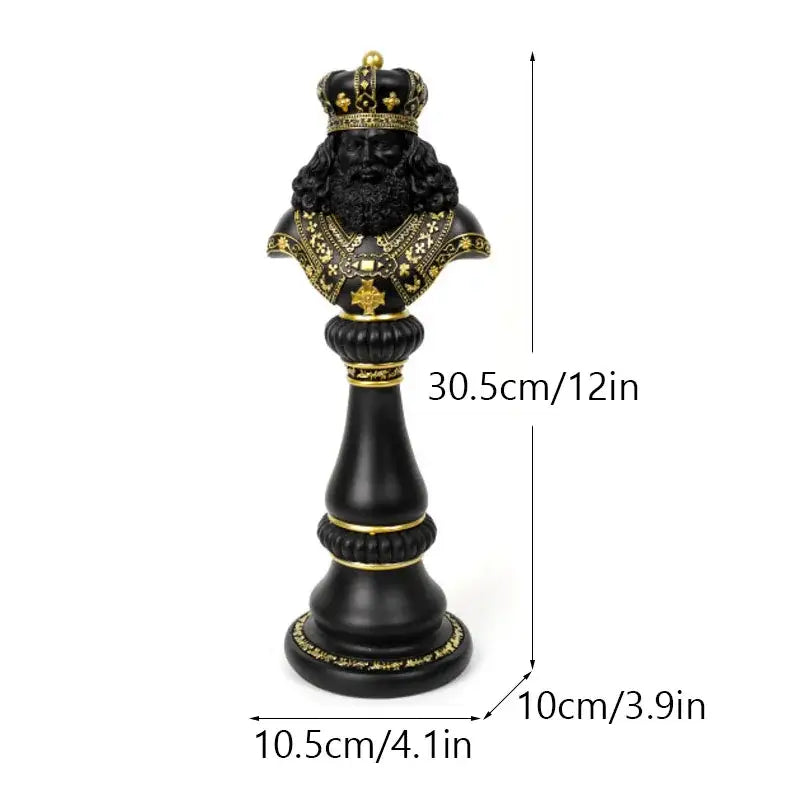 Black and gold ornate chess king figurine with detailed crown and beard from decorbites chess figurines 30cm set