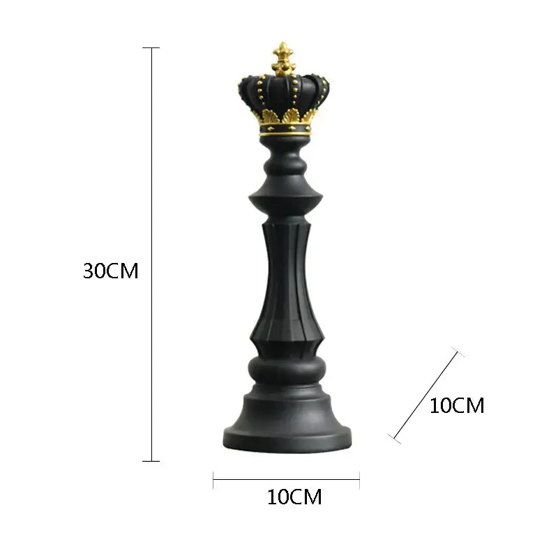 Black chess king figurine with gold crown and ornate detailing 30cm tall decorbites chess pieces figurines for decor