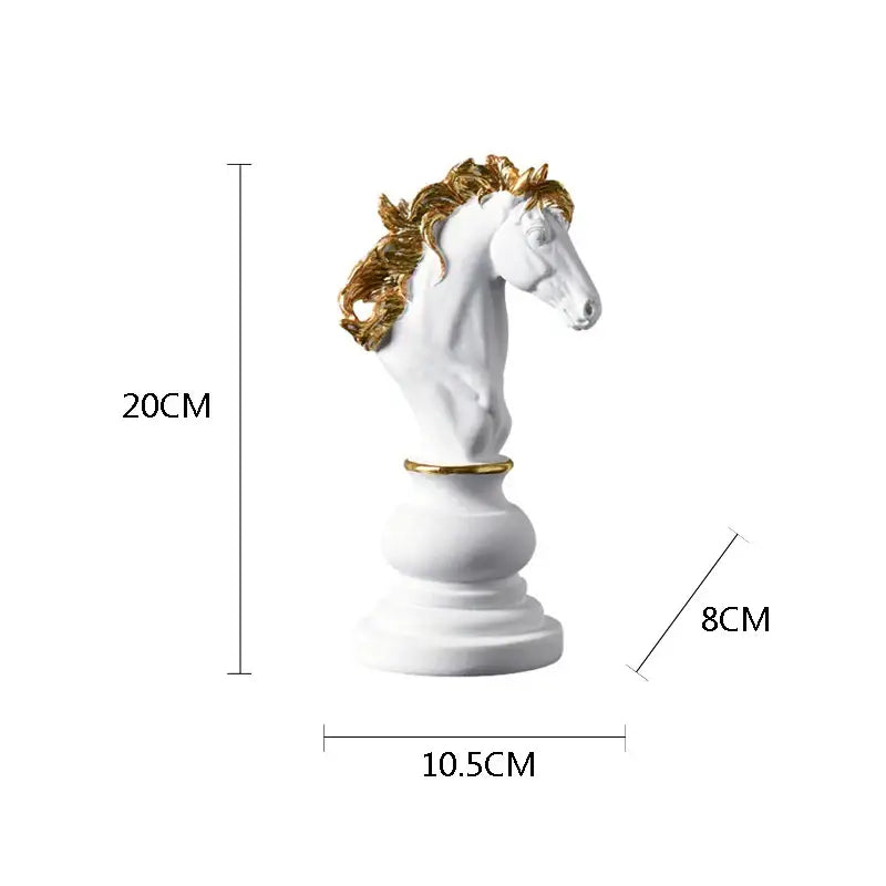 DecorBites chess pieces white and gold glossy knight figurine for home and office decor in chess pieces figurines collection