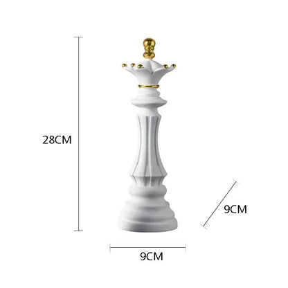 White and gold glossy chess queen figurine from decorbites chess pieces figurines for home and office decor