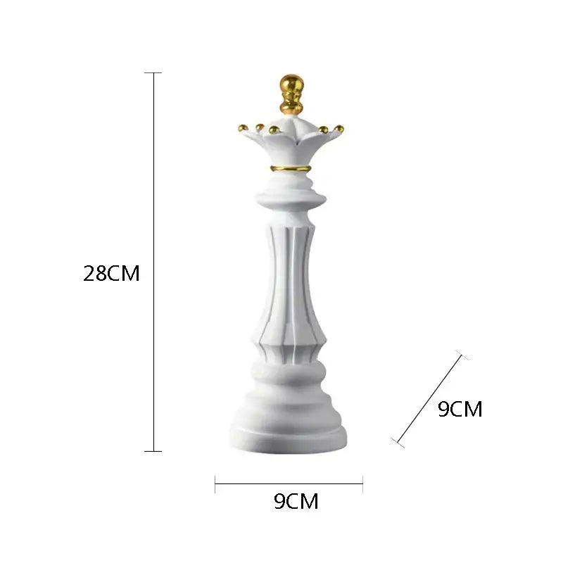 White and gold glossy chess queen figurine from decorbites chess pieces figurines for home and office decor