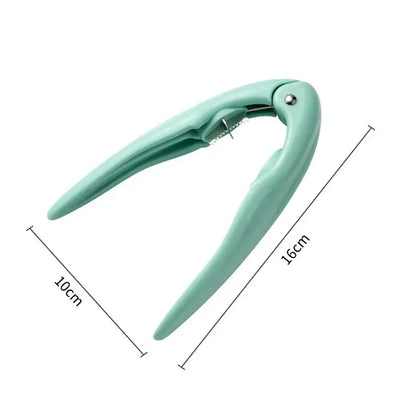 A sleek mint green plastic decorbites chestnut cracker with ergonomic handles for cracking nuts easily
