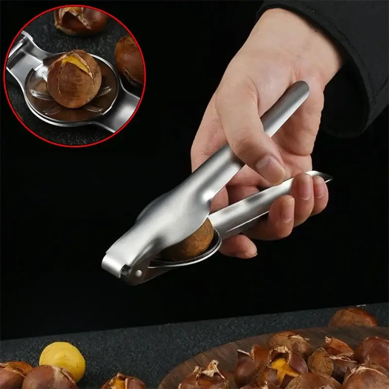 Decorbites chestnut opener stainless steel chestnut cracker with sleek ergonomic design for quick clip cracking