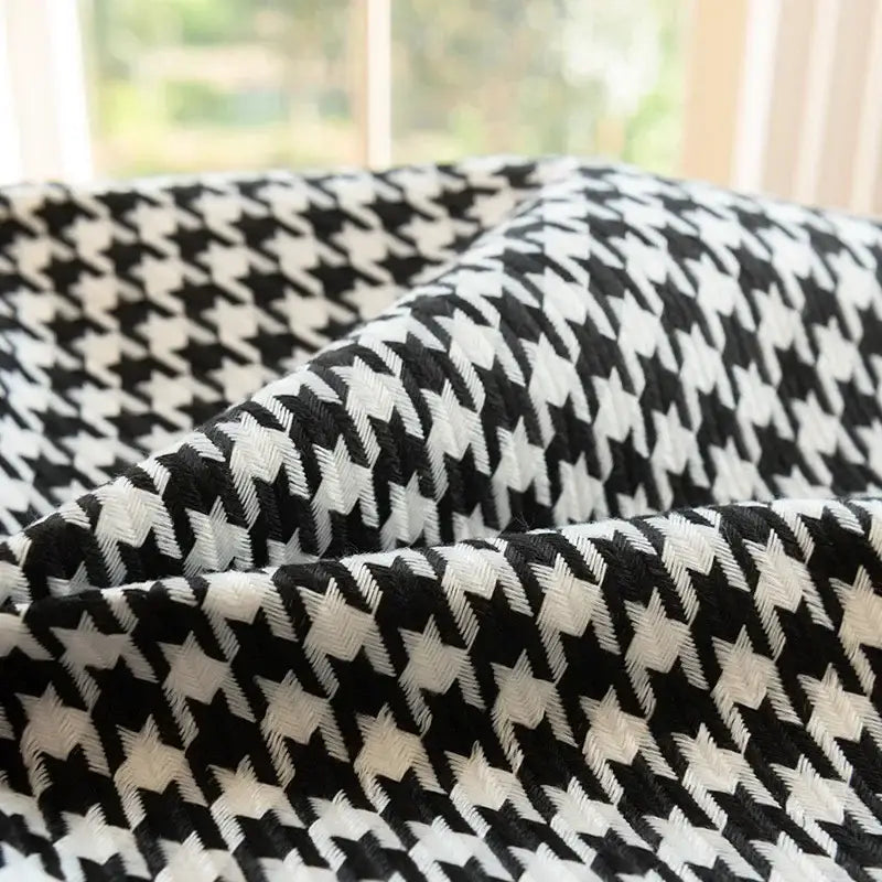 Black and white decorbites chic houndstooth cushion cover with textured woven fabric for modern home decor