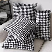 Black and white decorbites chic houndstooth cushion cover with square weave for a modern home setting