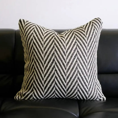 Black and white herringbone patterned decorbites chic pillow cover in a pillow cover set for modern minimalist decor