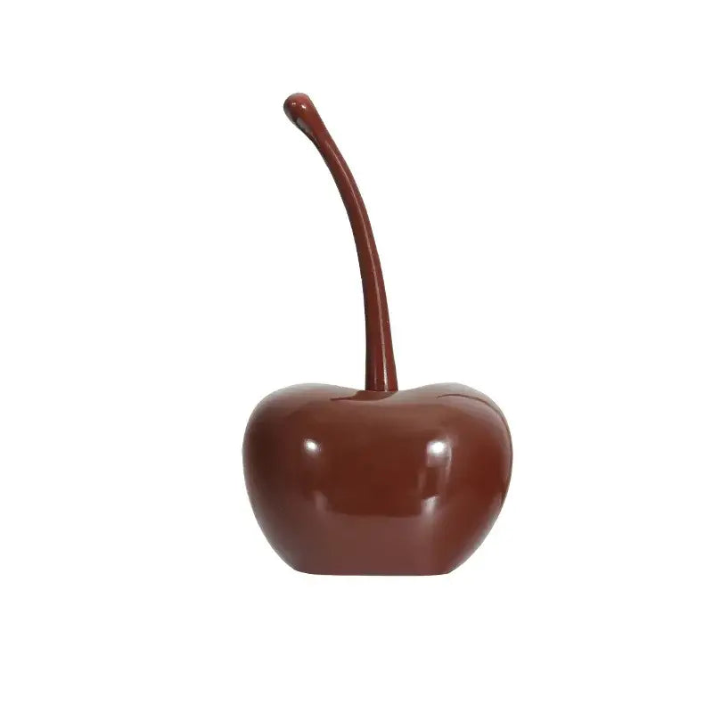 Shiny brown cherry-shaped toilet brush holder with a long stem from decorbites chic red resin ornaments collection