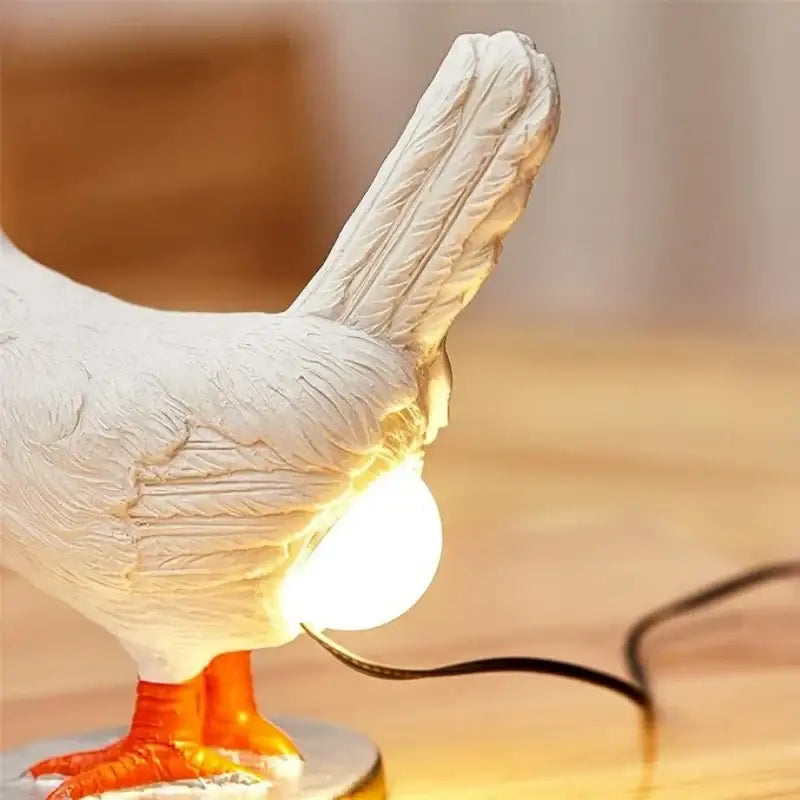 DecorBites™ white ceramic pigeon night light ornament with orange feet and glowing bulb for home decor and parties