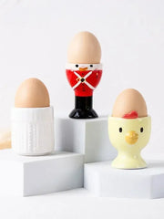Decorbites™ red and black ceramic egg cup holder shaped like a british soldier for kids breakfast tableware