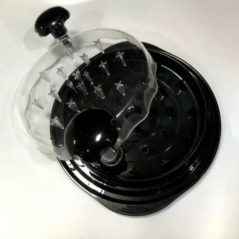 Black plastic decorbites chicken shredder with clear dome and spiked interior for easy meat tenderizing