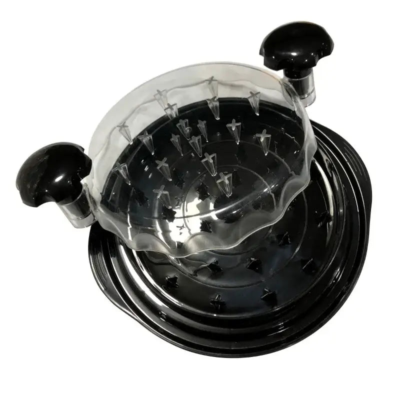 Black and clear plastic decorbites chicken shredder with ergonomic handle and two black knobs for operation
