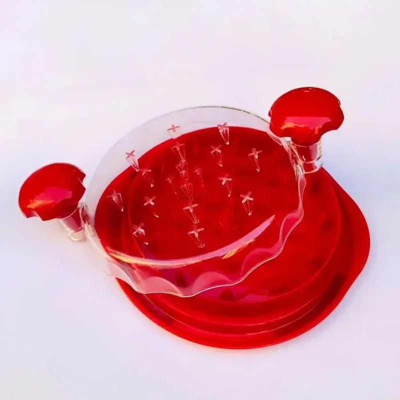 Decorbites chicken shredder red plastic with clear lid and ergonomic mushroom handles for easy shredding