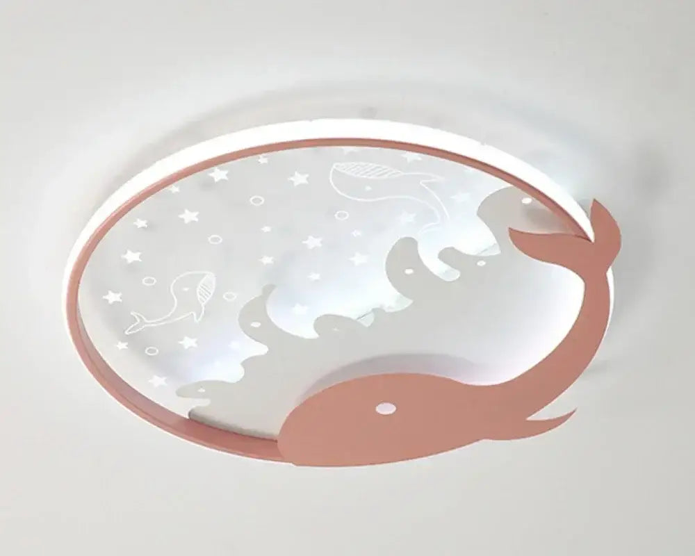 Decorbites™ children’s led ceiling lamp with pink whale design and star patterns for nursery bedroom lighting