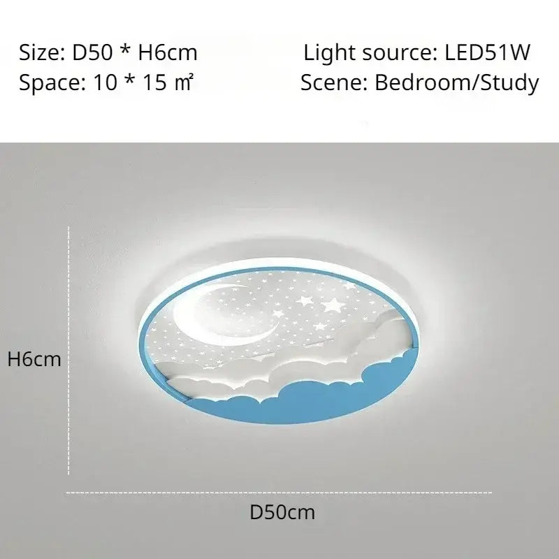 DecorBites™ children’s led ceiling lamp with blue and white cloud star moon design for nursery bedroom lighting