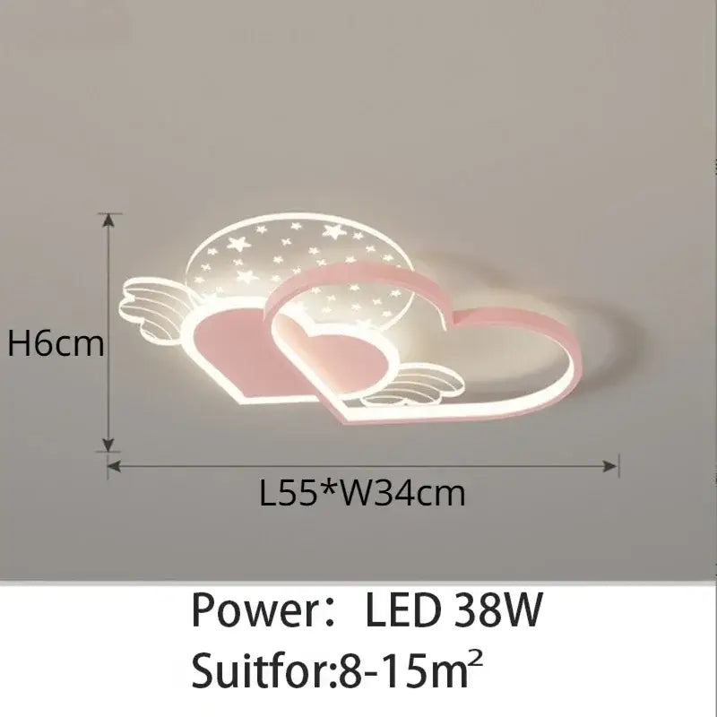 Decorbites™ children’s love led chandelier pink and white interlocking hearts winged design bedroom lighting fixture