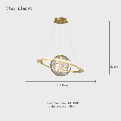 Decorbites™ children’s planet earth pendant lamp with gold-toned acrylic earth pendant lamp and glowing LED light