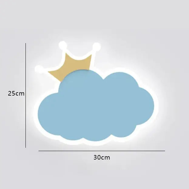 DecorBites™ blue cloud-shaped night light with gold crown design for children’s room crown clouds rocket theme